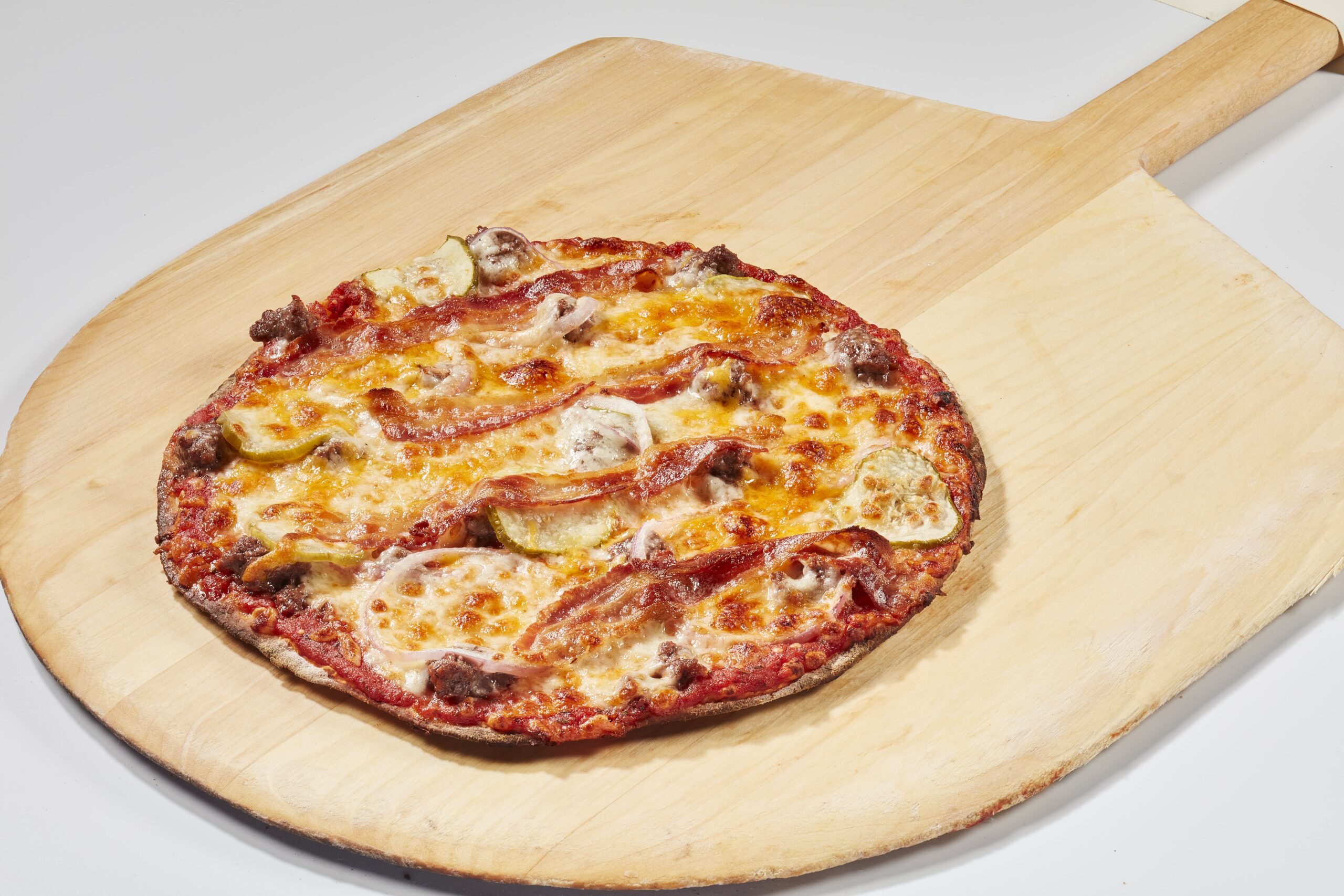 Bacon Cheeseburger Thin Crust Pizza in Minneapolis